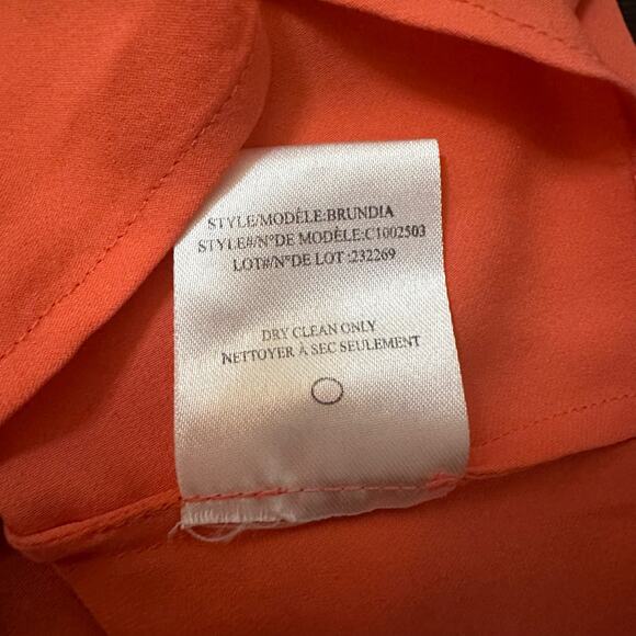 Theory coral three-quarter sleeve button down silk blouse size P - Picture 10 of 13